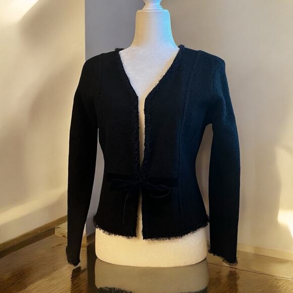 NEW ANTHRO x Kenji Wool Tulle Eyelet Velvet Tie Belted Tailored Jacket Black… - Picture 14 of 16
